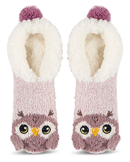 Women's "Owl" Embellished Plush-Lined Slippers