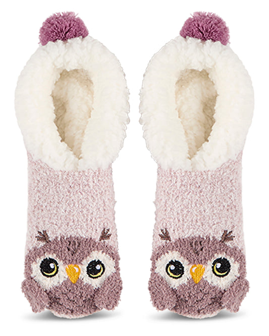 Women's "Owl" Embellished Plush-Lined Slippers