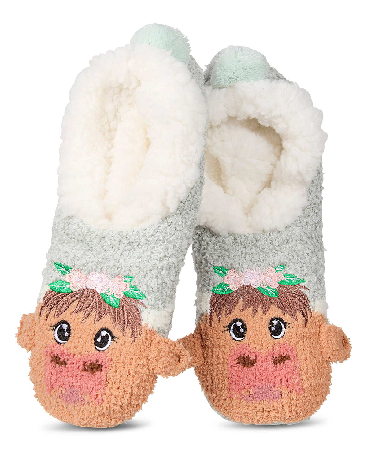 Women's "Highland Cow" Embellished Plush-Lined Slippers