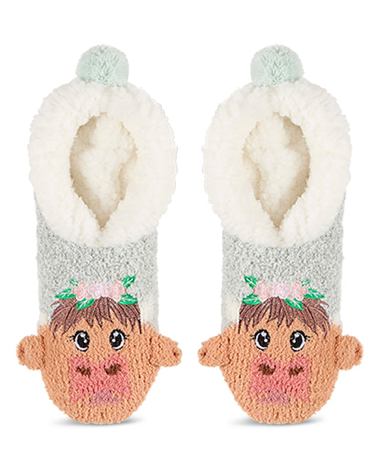 Women's "Highland Cow" Embellished Plush-Lined Slippers