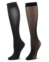 2 Pair Women's Natori Solid and Dotted Net Knee High Trouser Socks
