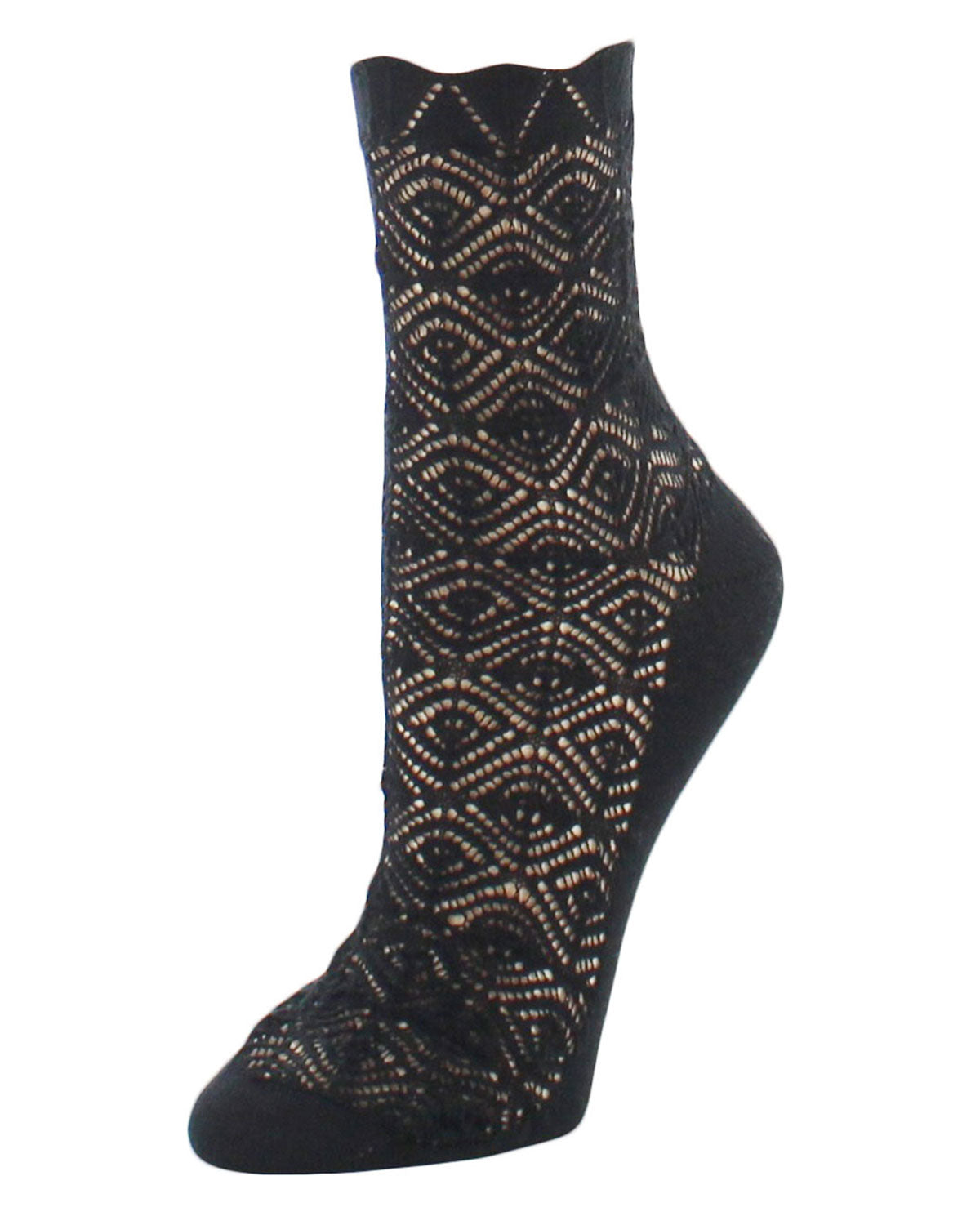 Natori Mesh Textured Cotton Blend Crew Socks