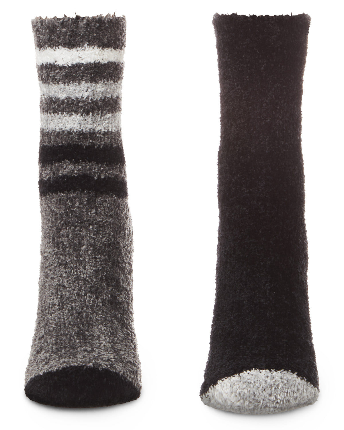 Chenille Multi Striped/Solid Cozy Crew 2 Pair Pack : Color: Castlerock