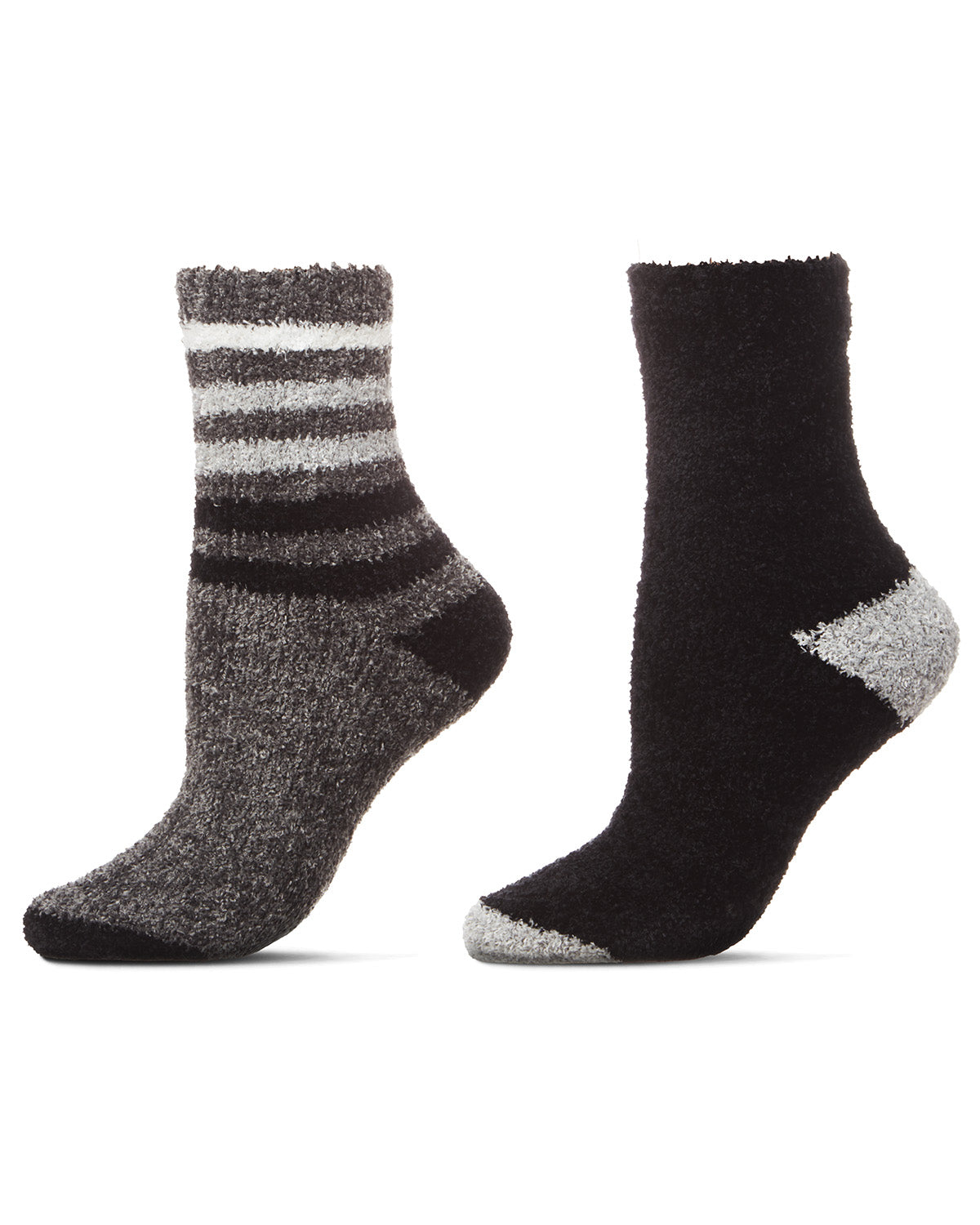 Chenille Multi Striped/Solid Cozy Crew 2 Pair Pack : Color: Castlerock