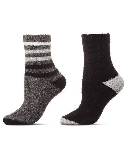 Chenille Multi Striped/Solid Cozy Crew 2 Pair Pack : Color: Castlerock