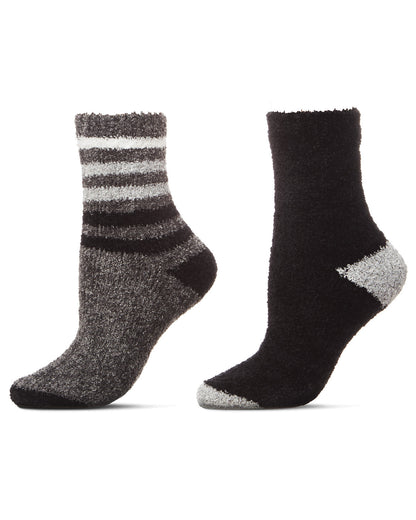 Chenille Multi Striped/Solid Cozy Crew 4 Pair Pack : Color: Castlerock