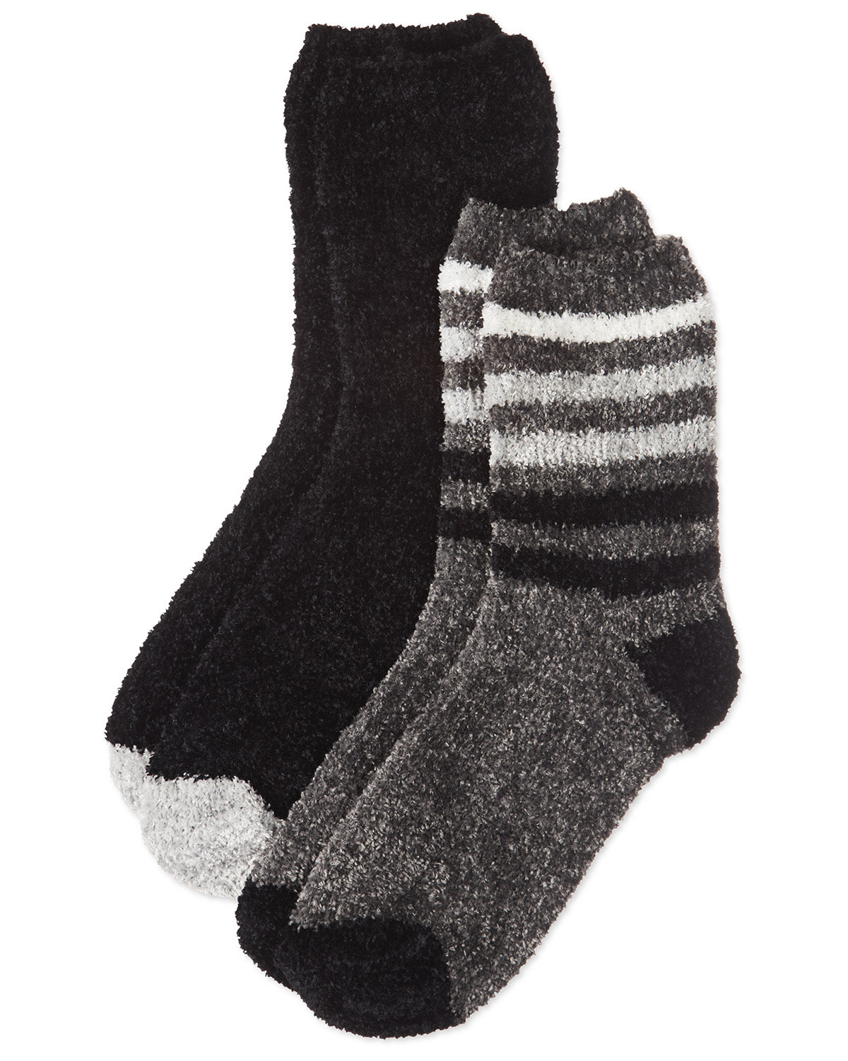 Chenille Multi Striped/Solid Cozy Crew 2 Pair Pack : Color: Castlerock