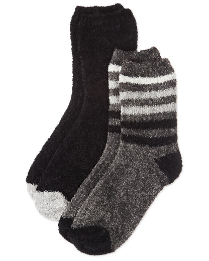 Chenille Multi Striped/Solid Cozy Crew 2 Pair Pack : Color: Castlerock
