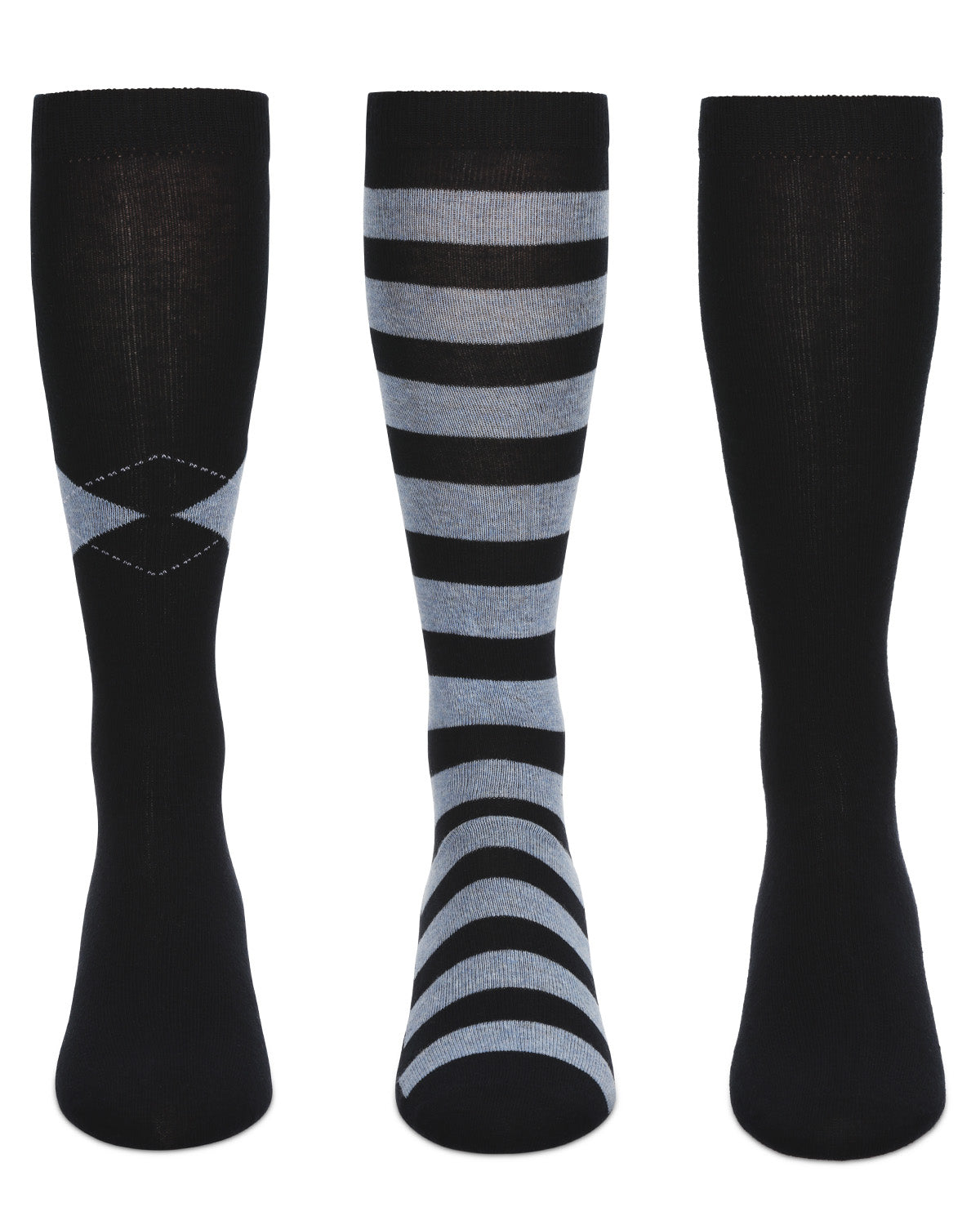 Girl's 3 Pair Pack Soft Stripe Knee High Socks : Color: Navy