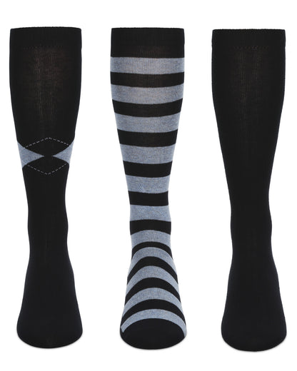Girl's 3 Pair Pack Soft Stripe Knee High Socks : Color: Navy