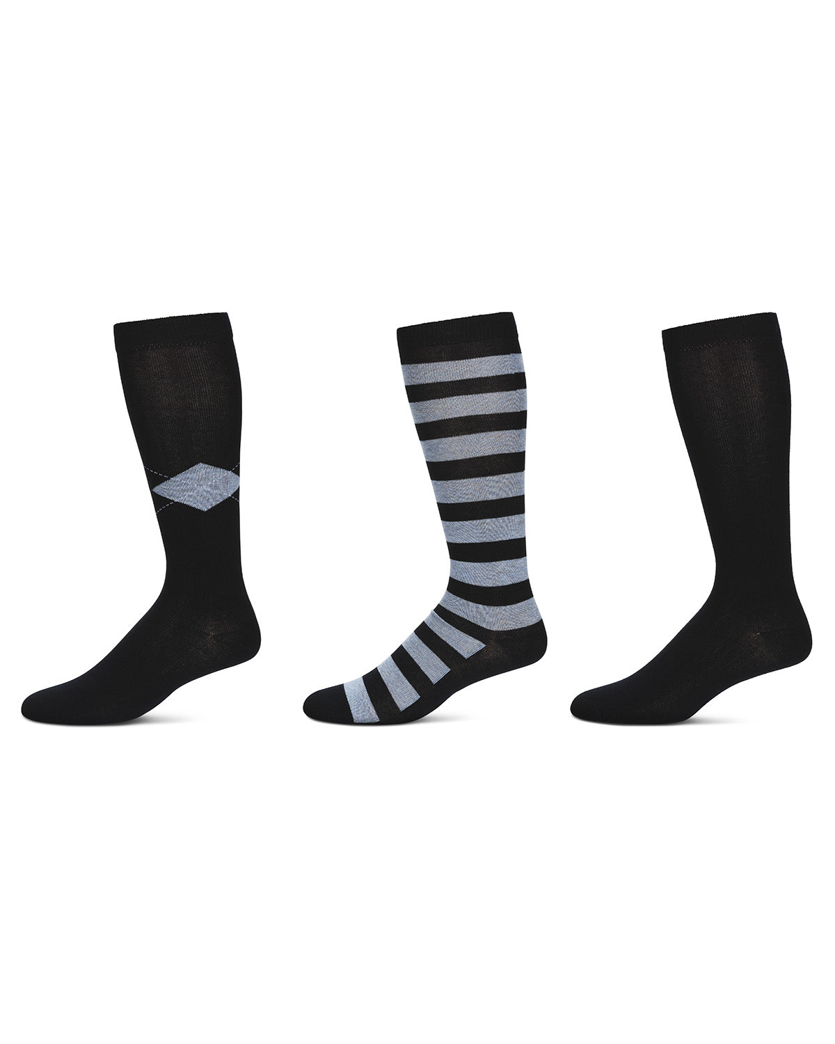 Girl's 3 Pair Pack Soft Stripe Knee High Socks : Color: Navy