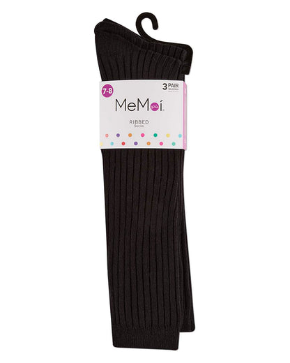 3 Pack Girls Classic Ribbed Cotton-Rich Knee Socks