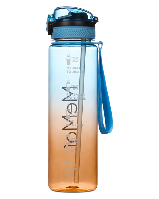 MeMoi Promo Straw Water Bottle : Color: Blue Multi