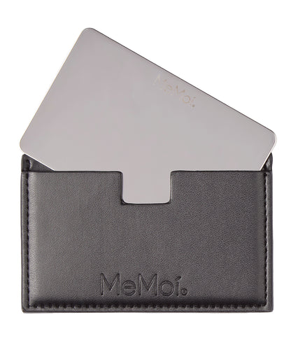 MeMoi Ultra-Slim Stainless-Steel Pocket Mirror with Vegan Leather Case