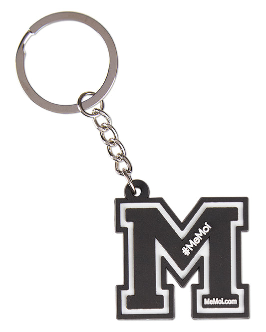 MeMoi "M" Split Ring Keychain : Color: Black-White