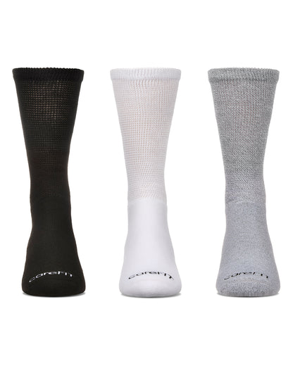 3 Pair Pack Full Cushioned Antimicrobial Diabetic Crew Socks
