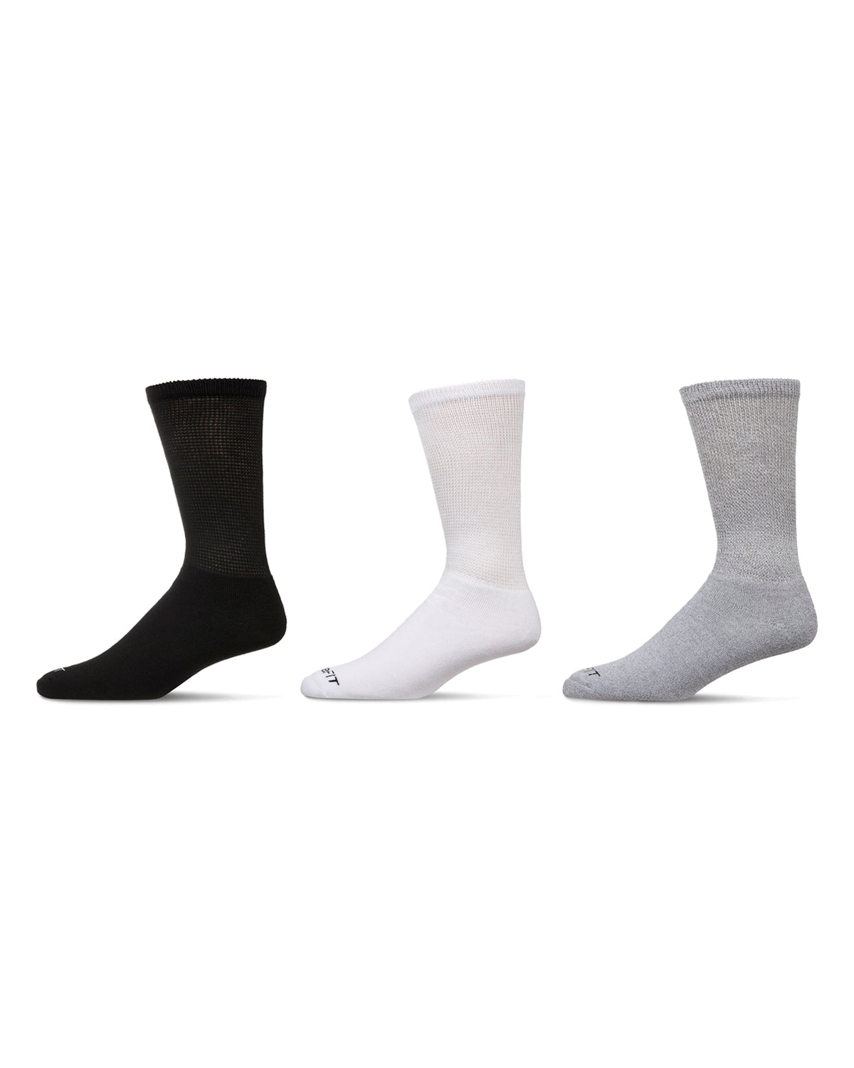 3 Pair Pack Full Cushioned Antimicrobial Diabetic Crew Socks