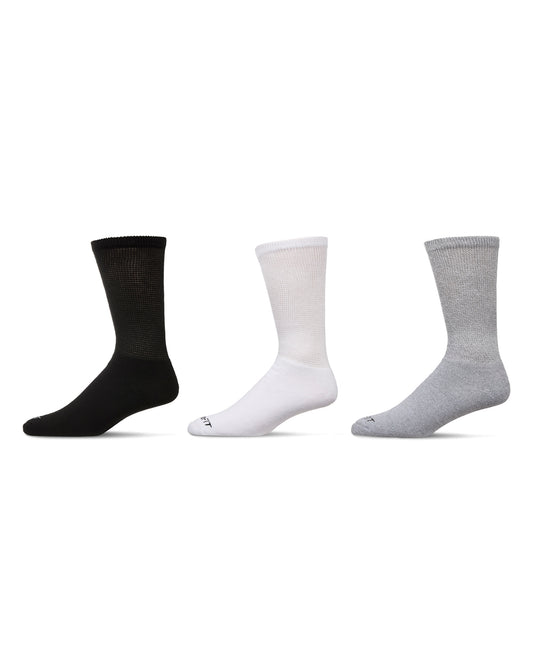 3 Pair Pack Full Cushioned Antimicrobial Diabetic Crew Socks