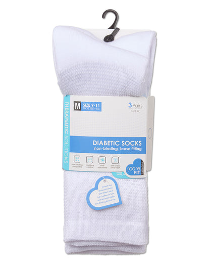 3 Pair Pack Full Cushioned Antimicrobial Diabetic Crew Socks : Color: Gray Twist/White/Black