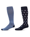 2 Pair Pack Stars Solid Cotton Blend Graduated Compression Socks