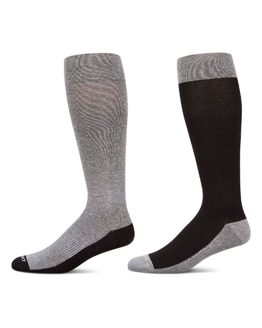 2 Pair Pack Contrast Solid Cotton Blend Graduated Compression Socks