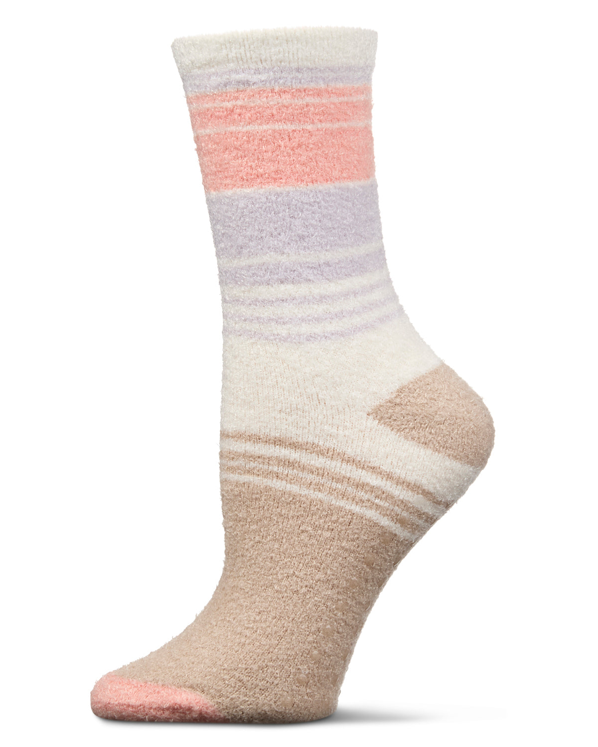 Women's Stripes Aloe Infused Crew Socks : Color: Cement
