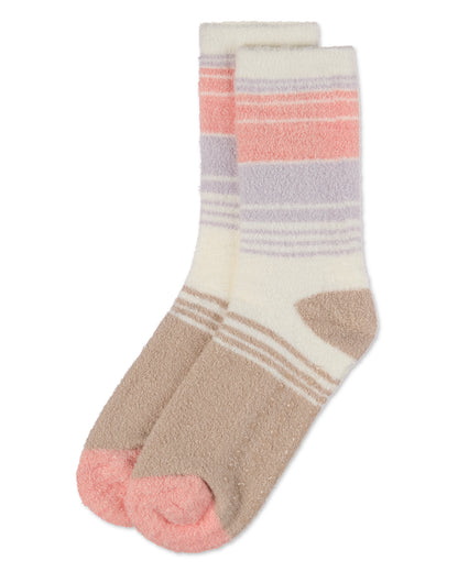 Women's Stripes Aloe Infused Crew Socks : Color: Cement