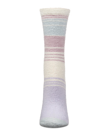 Women's Stripes Aloe Infused Crew Socks : Color: Cement