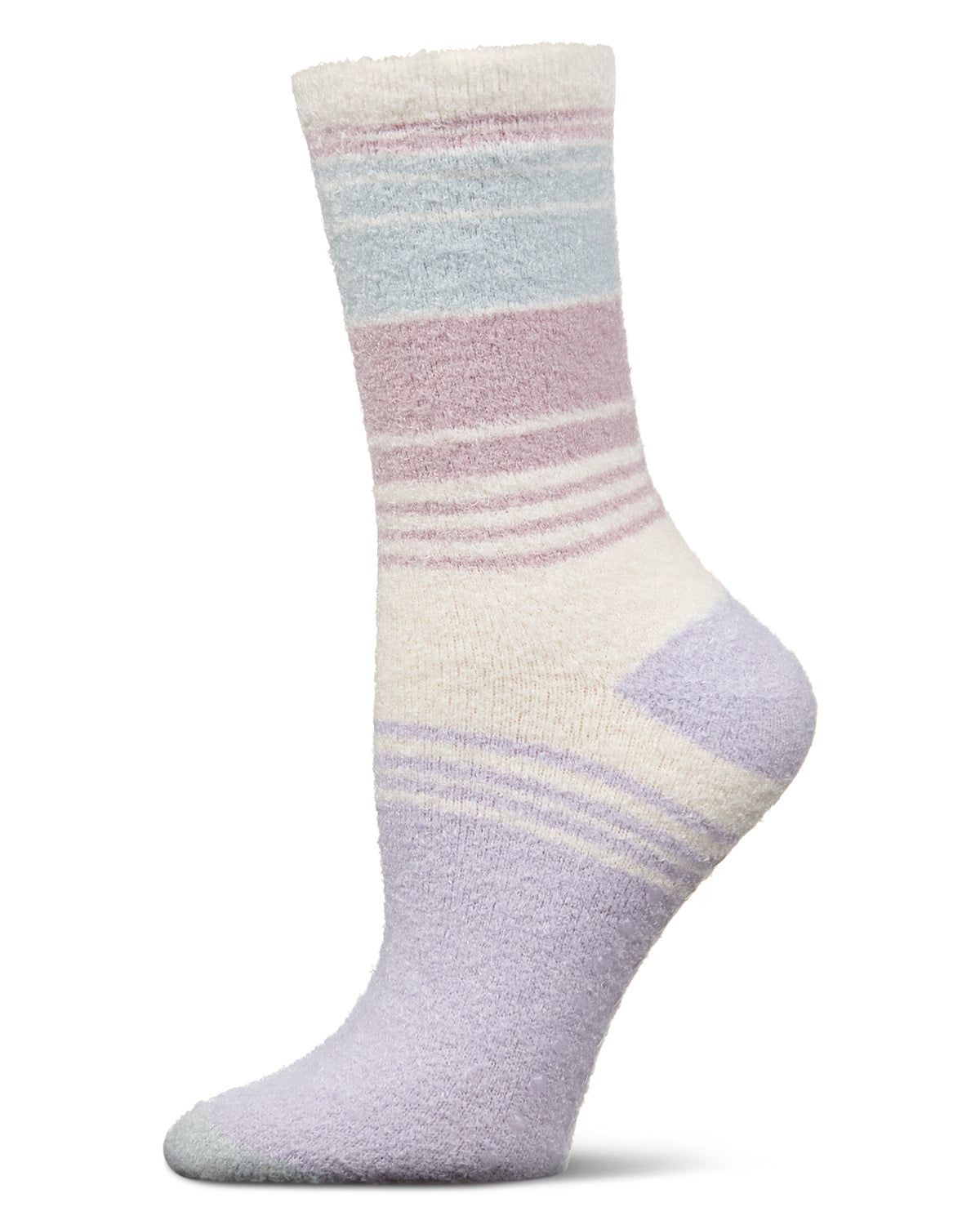 Women's Stripes Aloe Infused Crew Socks : Color: Lilac