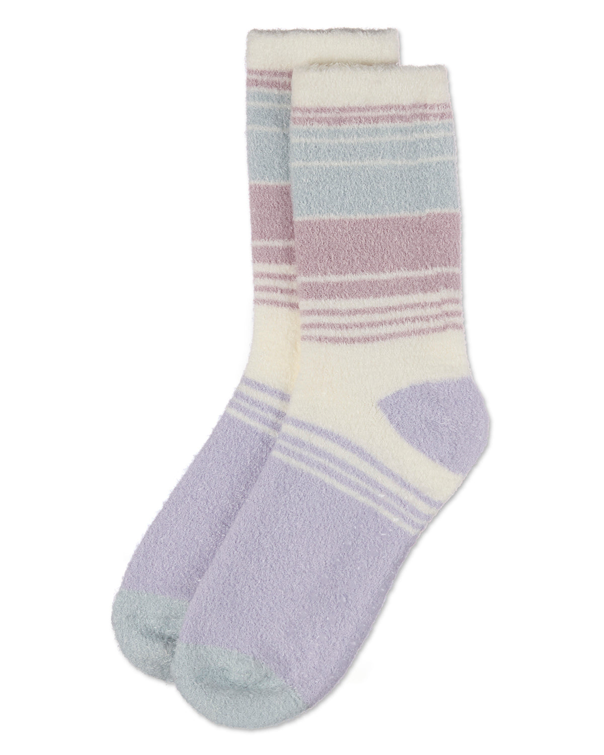 Women's Stripes Aloe Infused Crew Socks : Color: Cement