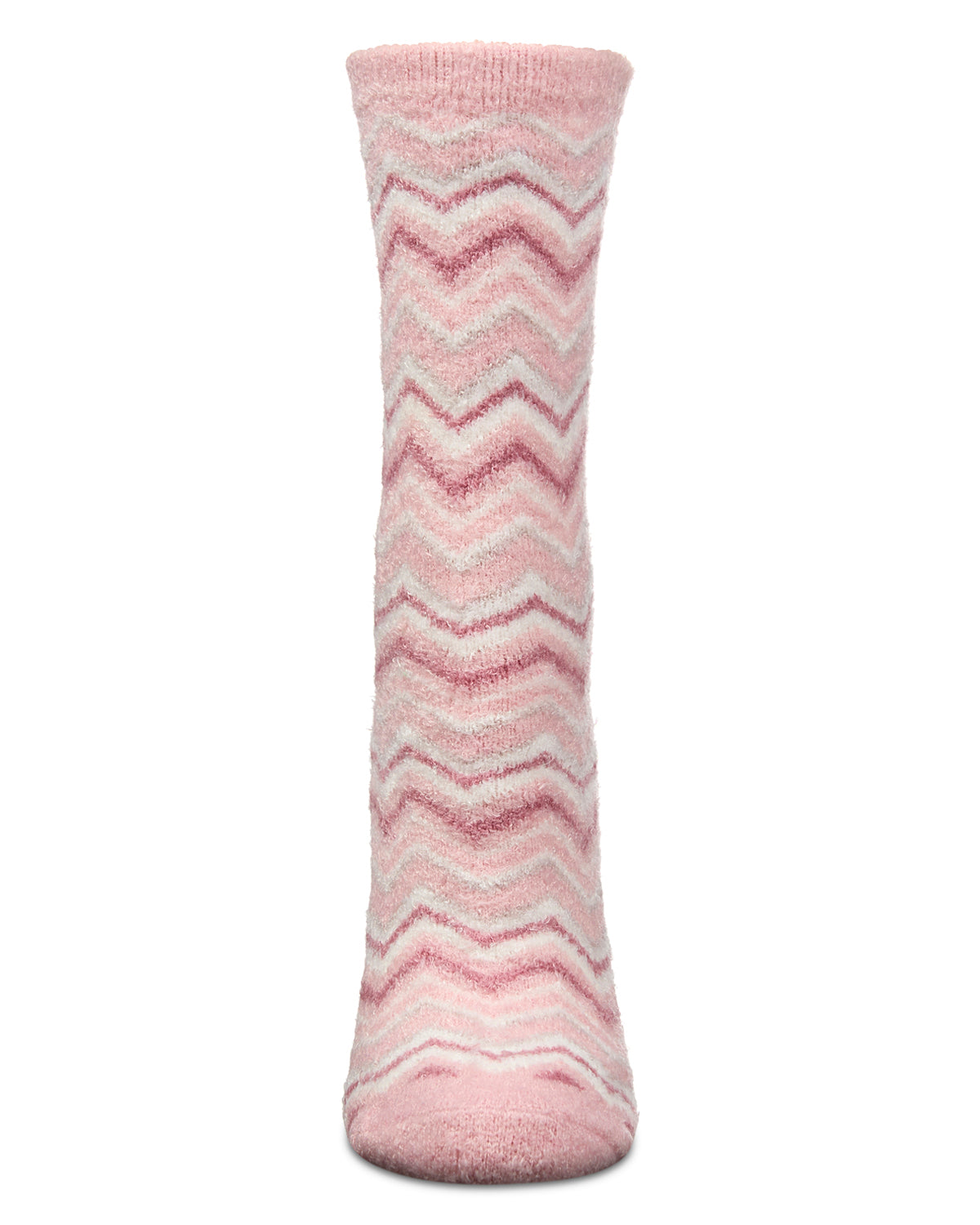 Women's Zig Zag Stripes Aloe Infused Crew Socks : Color: Blush
