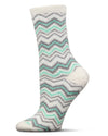 Women's Zig Zag Stripes Aloe Infused Crew Socks : Color: Mint