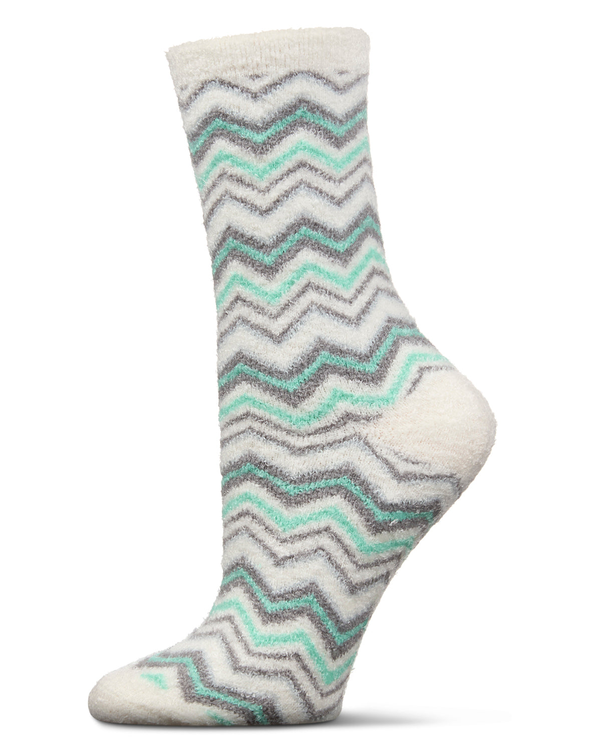 Women's Zig Zag Stripes Aloe Infused Crew Socks : Color: Mint