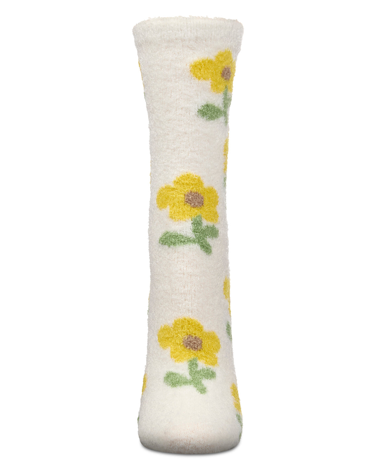 Women's Flower Aloe Infused Crew Socks : Color: Beige