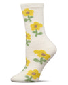 Women's Flower Aloe Infused Crew Socks : Color: Ivory