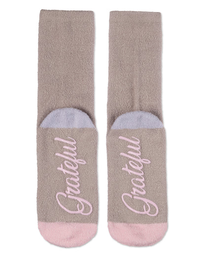Women's Grateful Aloe Infused Crew Socks : Color: Gray