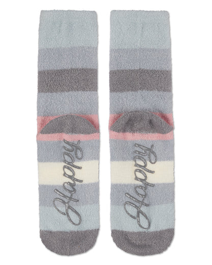 Women's Happy Aloe Infused Crew Socks : Color: Blue