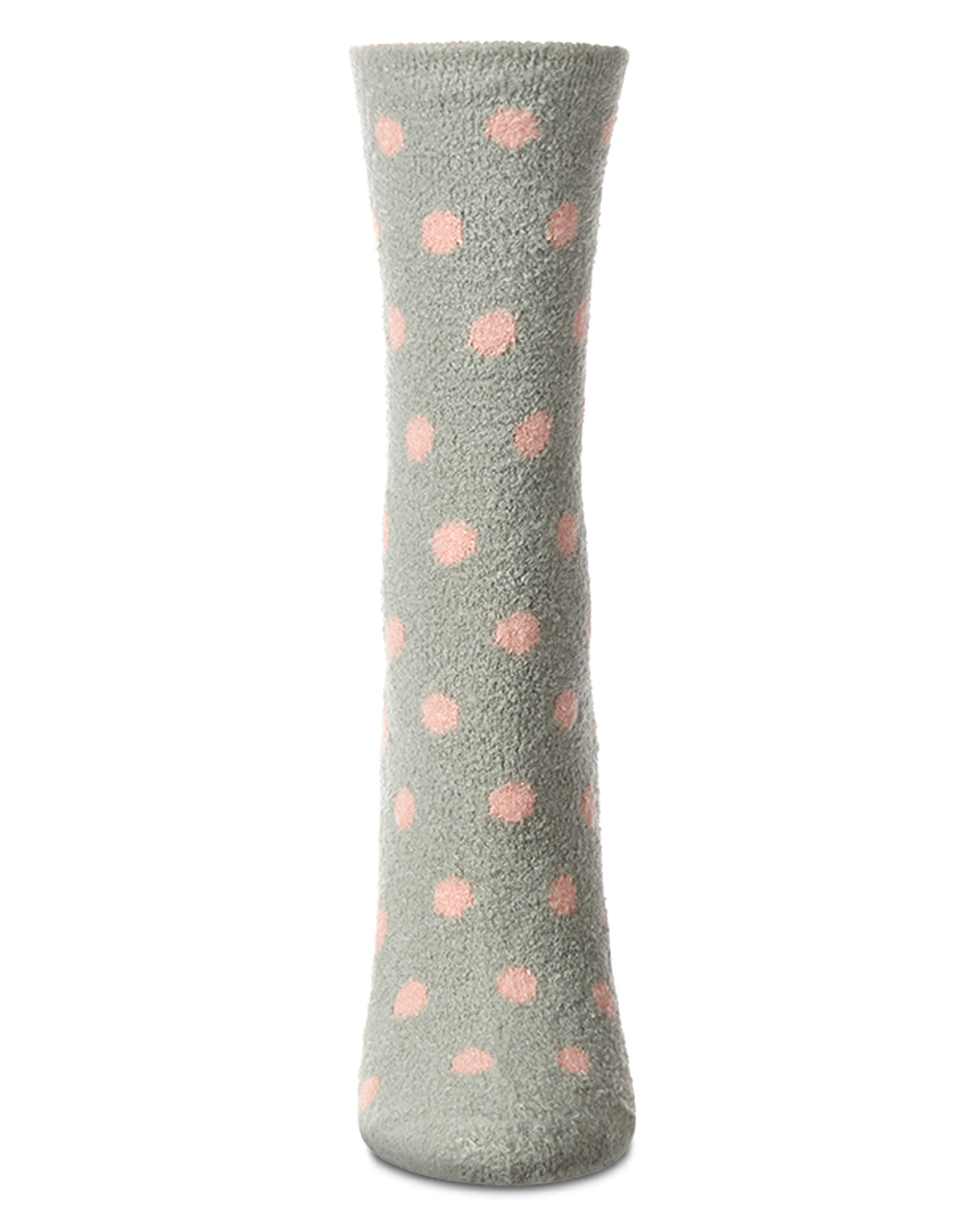 Women's Polka Dot Non-Skid Lavender Infused Crew-Length Cozy Spa Sock : Color: Sage Green