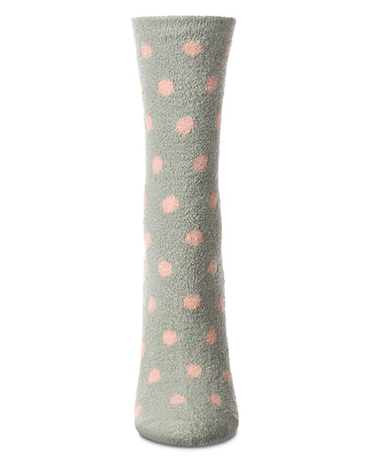 Women's Polka Dot Non-Skid Lavender Infused Crew-Length Cozy Spa Sock : Color: Sage Green