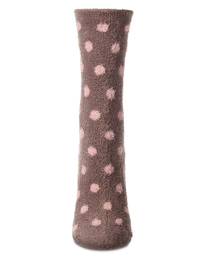 Women's Polka Dot Non-Skid Lavender Infused Crew-Length Cozy Spa Sock : Color: Sage Green