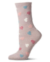Women's "All Over Hearts" Non-Skid Lavender Infused Crew-Length Cozy Spa Sock : Color: Cement