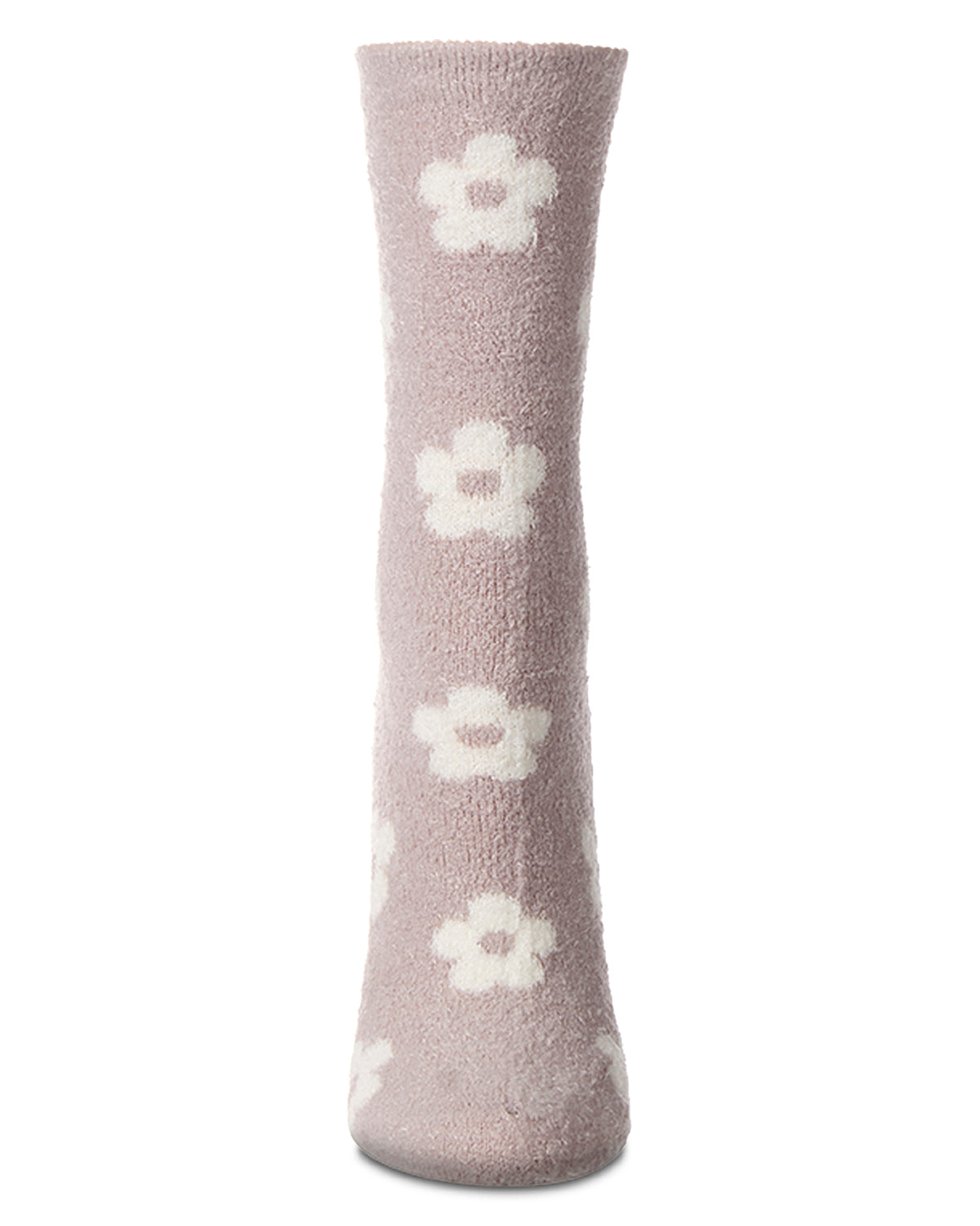 Women's "Daisies" Non-Skid Lavender Infused Crew-Length Cozy Spa Sock : Color: Cement