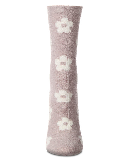 Women's "Daisies" Non-Skid Lavender Infused Crew-Length Cozy Spa Sock : Color: Cement