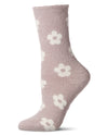 Women's "Daisies" Non-Skid Lavender Infused Crew-Length Cozy Spa Sock : Color: Cement