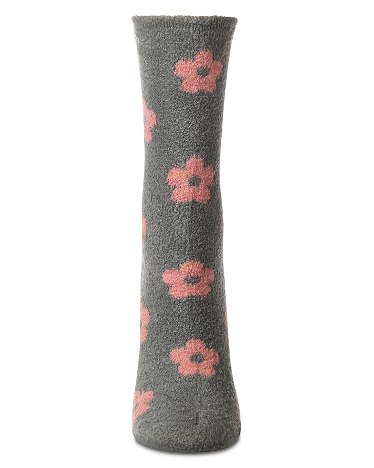 Women's "Daisies" Non-Skid Lavender Infused Crew-Length Cozy Spa Sock : Color: Cement