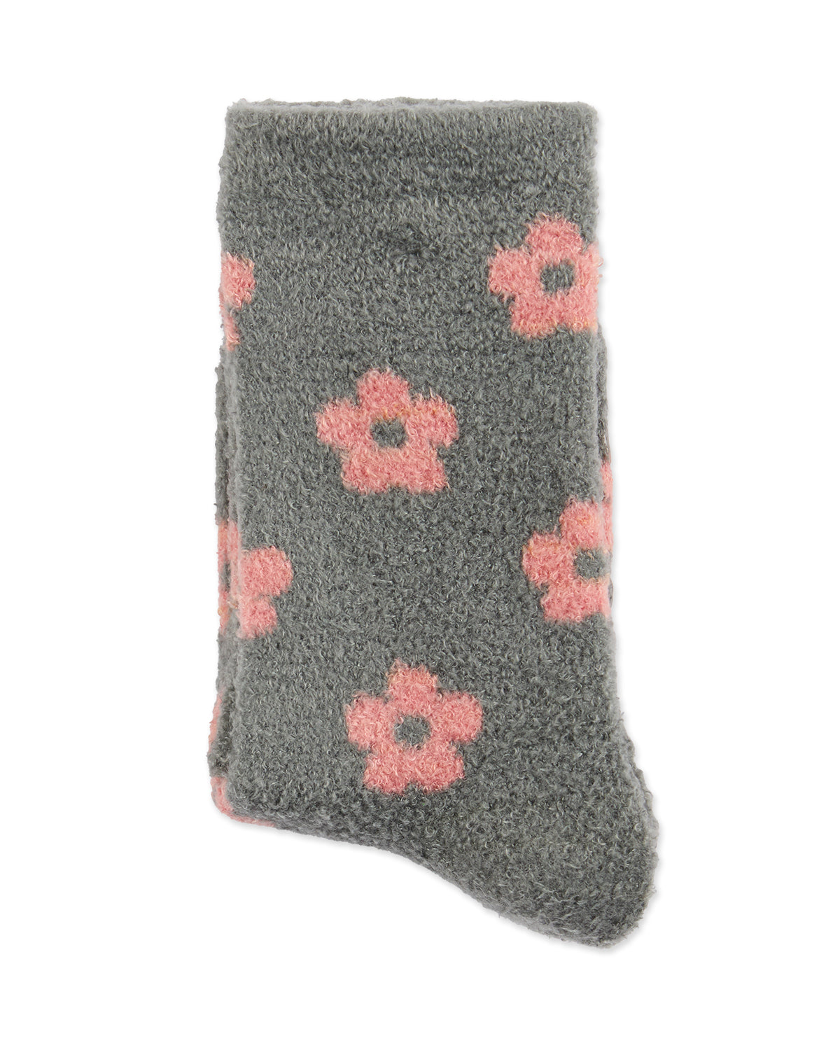 Women's "Daisies" Non-Skid Lavender Infused Crew-Length Cozy Spa Sock : Color: Cement