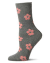 Women's "Daisies" Non-Skid Lavender Infused Crew-Length Cozy Spa Sock : Color: Grayed Jade