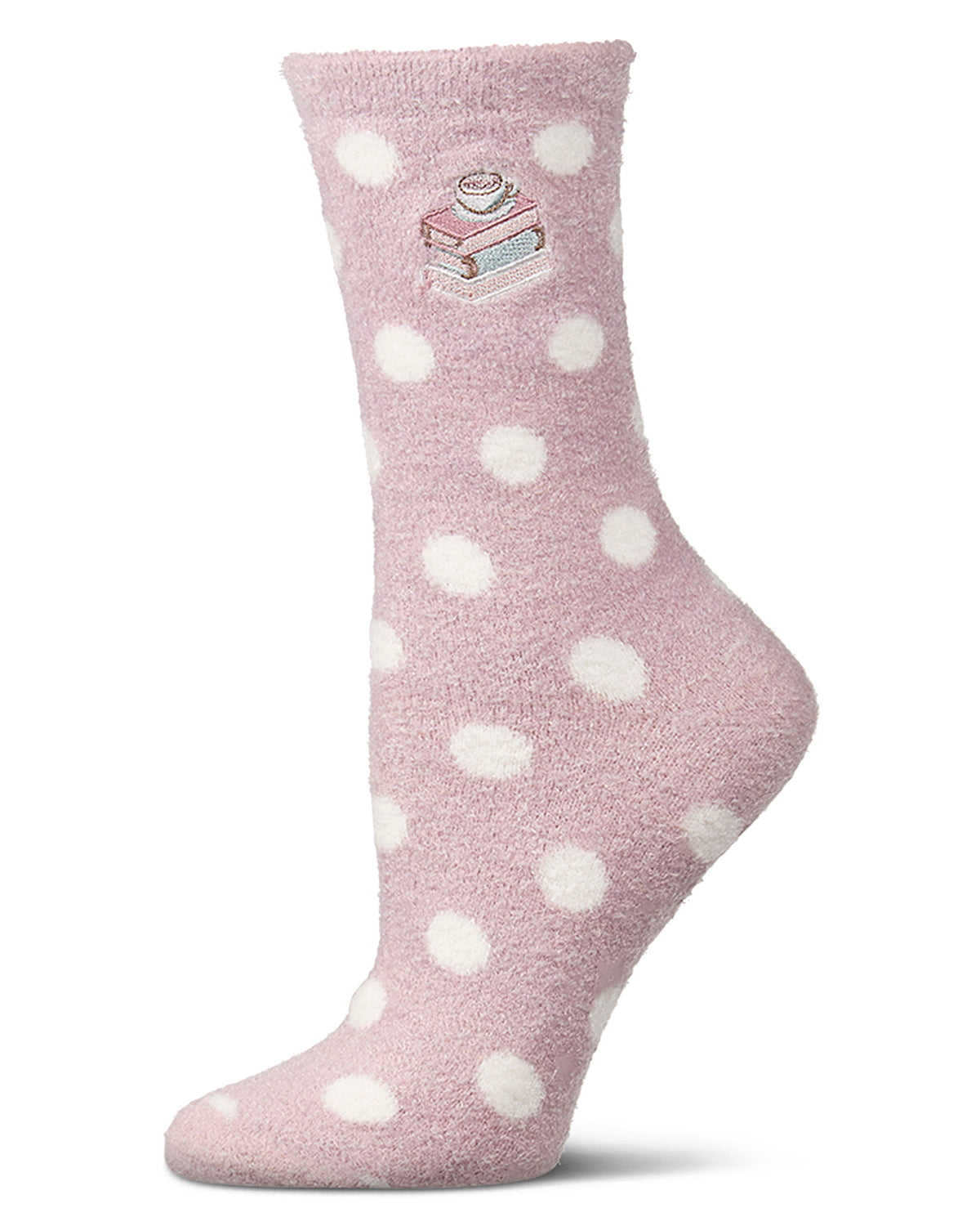 Women's "Book Therapy" Non-Skid Lavender-Infused Embroidered Crew Sock