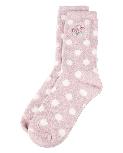 Women's "Book Therapy" Non-Skid Lavender-Infused Embroidered Crew Sock