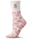 Women's "Teddy Bear" Non-Skid Aloe-Infused Embroidered Cozy Crew Sock